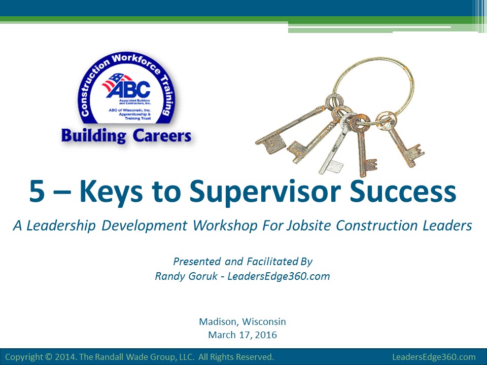 March 17 5 Keys to Supervisor Success FINAL